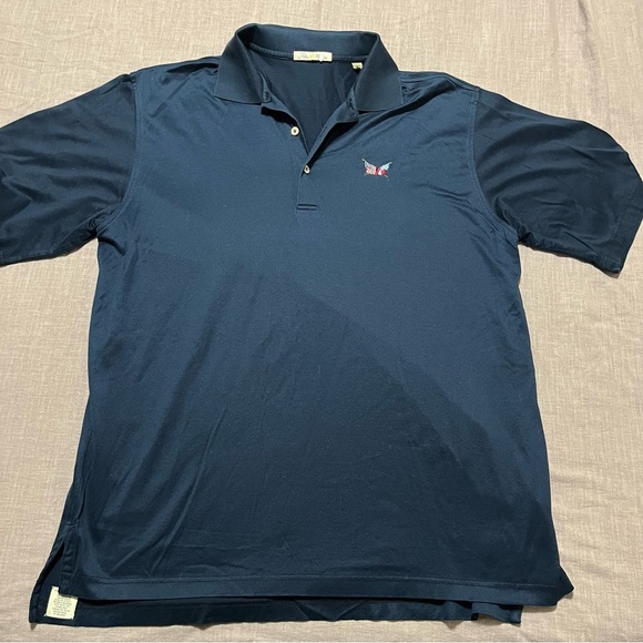 Early 2000s Peter Millar Navy Performance Polo Shirt Size Large luxury - Picture 3 of 8